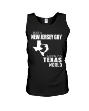 JUST A JERSEY GUY LIVING IN A TEXAS WORLD Unisex Tank thumbnail