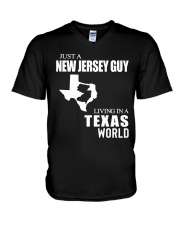 JUST A JERSEY GUY LIVING IN A TEXAS WORLD V-Neck T-Shirt thumbnail