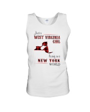 WEST VIRGINIA GIRL LIVING IN NEW YORK WORLD Unisex Tank thumbnail