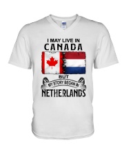LIVE IN CANADA BEGAN IN NETHERLANDS V-Neck T-Shirt tile