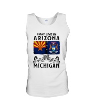LIVE IN ARIZONA BEGAN IN MICHIGAN Unisex Tank tile