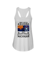 LIVE IN ARIZONA BEGAN IN MICHIGAN Ladies Flowy Tank tile