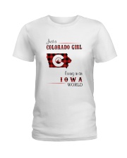 COLORADO GIRL LIVING IN IOWA WORLD Ladies T-Shirt thumbnail