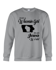 JUST A WISCONSIN GIRL IN AN IOWA WORLD Crewneck Sweatshirt thumbnail
