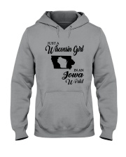 JUST A WISCONSIN GIRL IN AN IOWA WORLD Hooded Sweatshirt tile