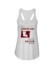 LOUISIANA GIRL LIVING IN OREGON WORLD Ladies Flowy Tank tile