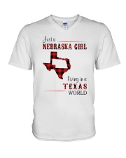 NEBRASKA GIRL LIVING IN TEXAS WORLD V-Neck T-Shirt thumbnail