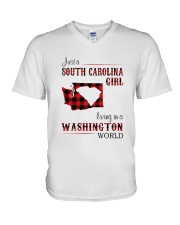 SOUTH CAROLINA GIRL LIVING IN WASHINGTON WORLD V-Neck T-Shirt thumbnail