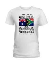 LIVE IN AUSTRALIA BEGAN IN SOUTH AFRICA Ladies T-Shirt tile