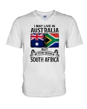 LIVE IN AUSTRALIA BEGAN IN SOUTH AFRICA V-Neck T-Shirt tile