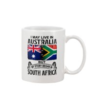 LIVE IN AUSTRALIA BEGAN IN SOUTH AFRICA Mug tile