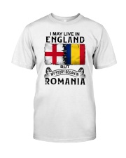LIVE IN ENGLAND BEGAN IN ROMANIA Classic T-Shirt tile