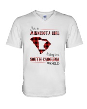 MINNESOTA GIRL LIVING IN SOUTH CAROLINA WORLD V-Neck T-Shirt thumbnail