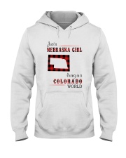 NEBRASKA GIRL LIVING IN COLORADO WORLD Hooded Sweatshirt thumbnail