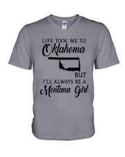 LIFE TOOK ME TO OKLAHOMA ALWAYS BE A MONTANA GIRL V-Neck T-Shirt thumbnail