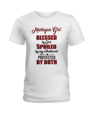 Michigan Girl Blessed By God Ladies T-Shirt tile