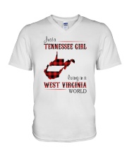 TENNESSEE GIRL LIVING IN WEST VIRGINIA WORLD V-Neck T-Shirt thumbnail