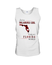 OKLAHOMA GIRL LIVING IN FLORIDA WORLD Unisex Tank tile