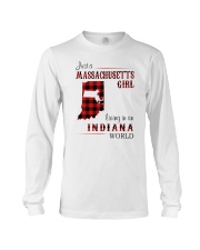 MASSACHUSETTS GIRL LIVING IN INDIANA WORLD Long Sleeve Tee tile