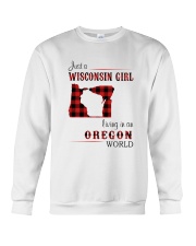 WISCONSIN GIRL LIVING IN OREGON WORLD Crewneck Sweatshirt thumbnail