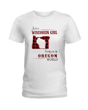 WISCONSIN GIRL LIVING IN OREGON WORLD Ladies T-Shirt thumbnail