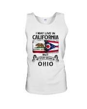 LIVE IN CALIFORNIA BEGAN IN OHIO Unisex Tank tile
