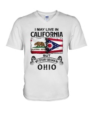 LIVE IN CALIFORNIA BEGAN IN OHIO V-Neck T-Shirt tile