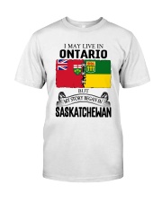 LIVE IN ONTARIO BEGAN IN SASKATCHEWAN ROOT WOMEN Classic T-Shirt tile