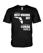 JUST A WV GUY LIVING IN FLORIDA WORLD V-Neck T-Shirt thumbnail