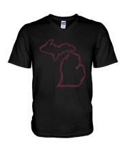 Michigan Map Light V-Neck T-Shirt tile