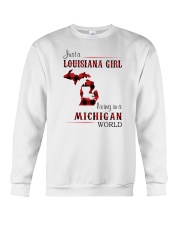 LOUISIANA GIRL LIVING IN MICHIGAN WORLD Crewneck Sweatshirt thumbnail