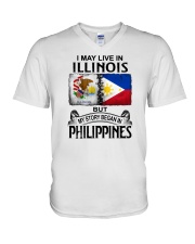 LIVE IN ILLINOIS BEGAN IN PHILIPPINES V-Neck T-Shirt tile
