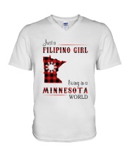 FILIPINO GIRL LIVING IN MINNESOTA WORLD V-Neck T-Shirt tile