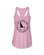 KANSAS GIRL LIVING IN IDAHO WORLD Ladies Flowy Tank tile