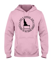 KANSAS GIRL LIVING IN IDAHO WORLD Hooded Sweatshirt tile