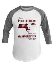 PUERTO RICAN GIRL LIVING IN MASSACHUSETTS WORLD Baseball Tee tile