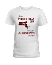PUERTO RICAN GIRL LIVING IN MASSACHUSETTS WORLD Ladies T-Shirt tile