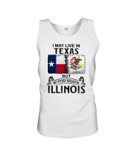 LIVE IN TEXAS BEGAN IN ILLINOIS Unisex Tank tile