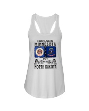 LIVE IN MINNESOTA BEGAN IN NORTH DAKOTA Ladies Flowy Tank tile