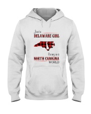 DELAWARE GIRL LIVING IN NORTH CAROLINA WORLD Hooded Sweatshirt thumbnail