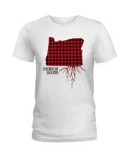 Oregon Roots Red Pattern Ladies T-Shirt tile