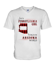 PENNSYLVANIA GIRL LIVING IN ARIZONA WORLD V-Neck T-Shirt thumbnail