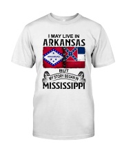 LIVE IN ARKANSAS BEGAN IN MISSISSIPPI Classic T-Shirt tile