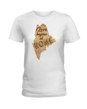 Maine Love Begins At Home Ladies T-Shirt tile