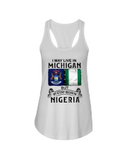 LIVE IN MICHIGAN BEGAN IN NIGERIA Ladies Flowy Tank thumbnail