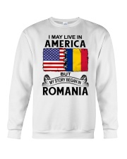LIVE IN AMERICA BEGAN IN ROMANIA ROOT WOMEN Crewneck Sweatshirt thumbnail