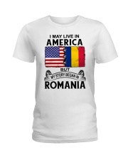 LIVE IN AMERICA BEGAN IN ROMANIA ROOT WOMEN Ladies T-Shirt thumbnail