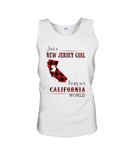 JERSEY GIRL LIVING IN CALIFORNIA WORLD Unisex Tank thumbnail