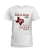 PUERTO RICAN GIRL LIVING IN TEXAS WORLD Ladies T-Shirt tile
