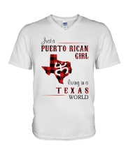 PUERTO RICAN GIRL LIVING IN TEXAS WORLD V-Neck T-Shirt tile